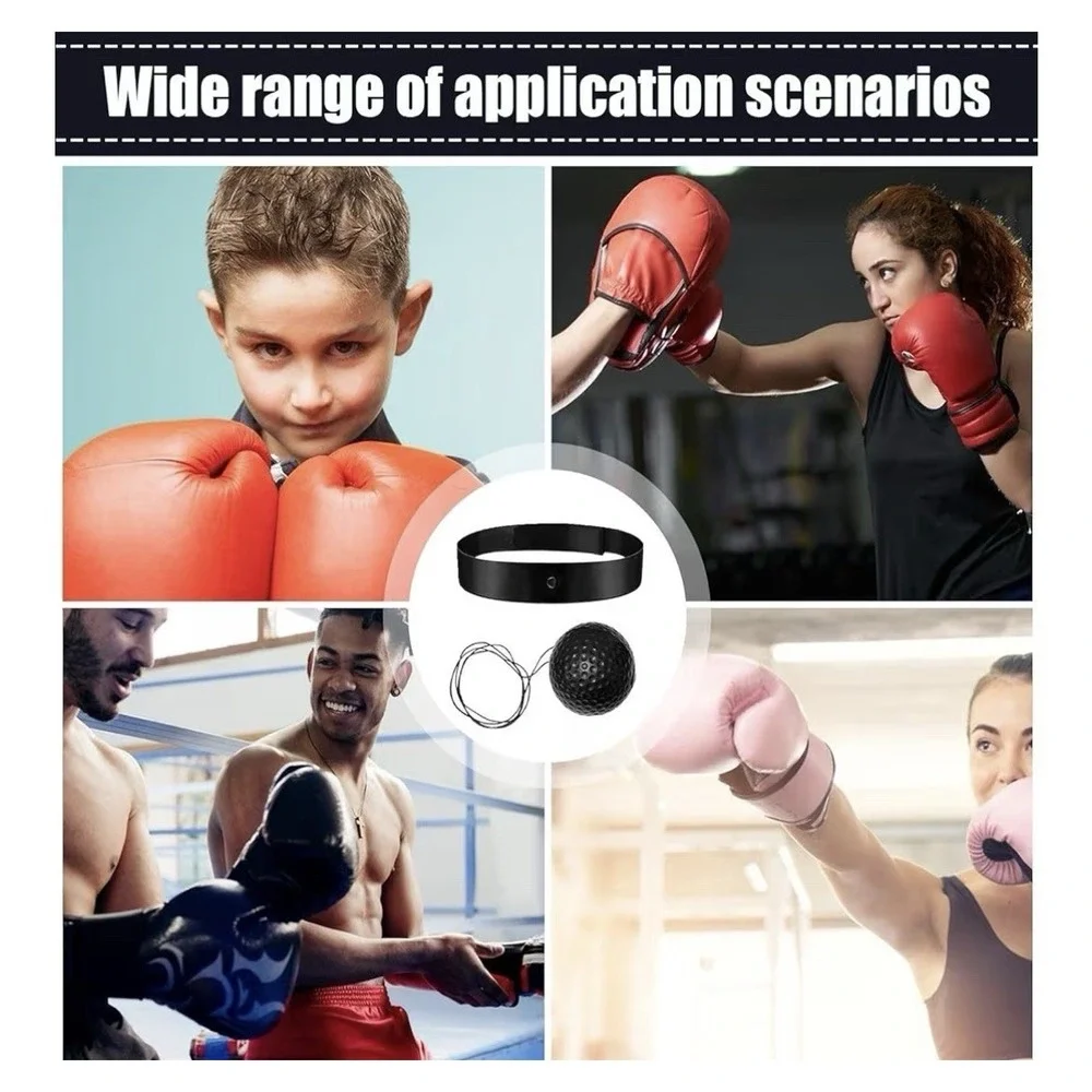 Boxing Speed Ball Set Of‎ 2 Elastic Headband & Black Ball Headband Style Fitness